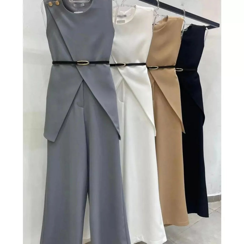 Conjunto  Top Irregular e Calça Pantalona