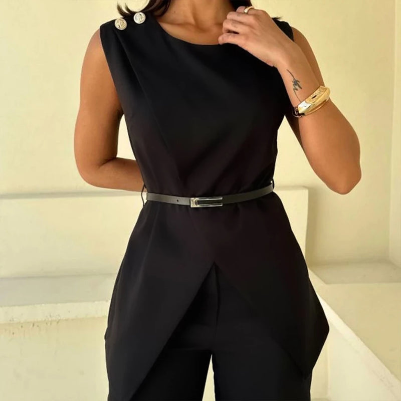 Conjunto  Top Irregular e Calça Pantalona