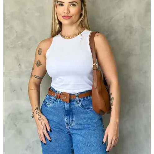 Regata Blusa Feminina Suplex Duplo Básica Lisa Blogueira Tendencia