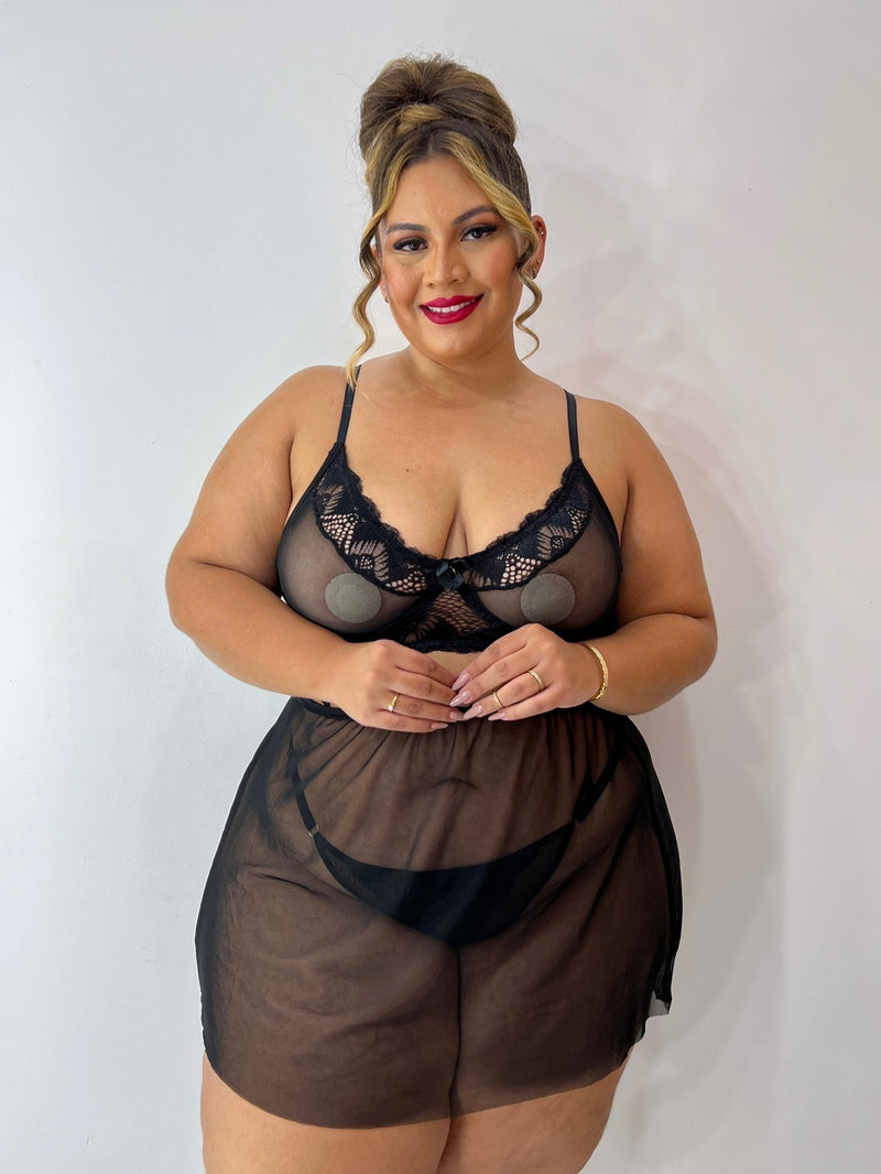 Camisola Sensual + Calcinha Raquel